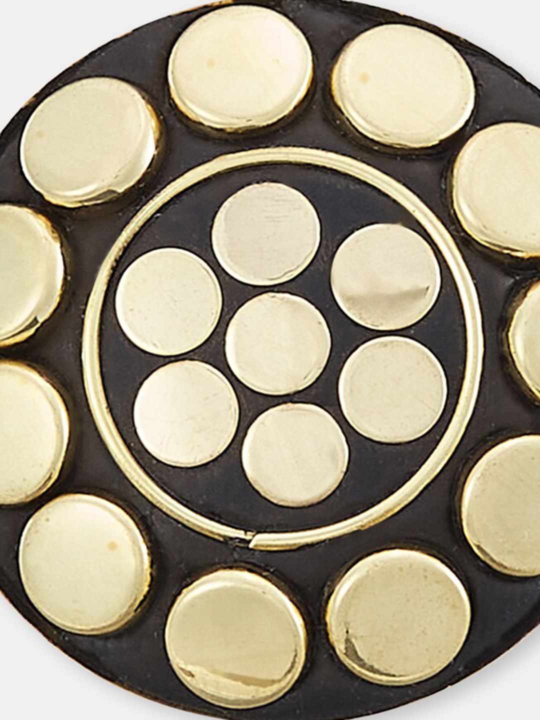 ATIBELLE Gold-Plated & Enamelled Circular Adjustable Finger Ring