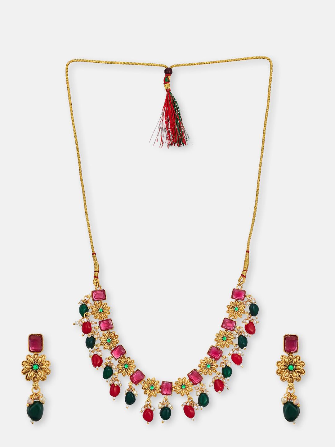 ATIBELLE Gold-Plated Stone Studded Jewellery Set
