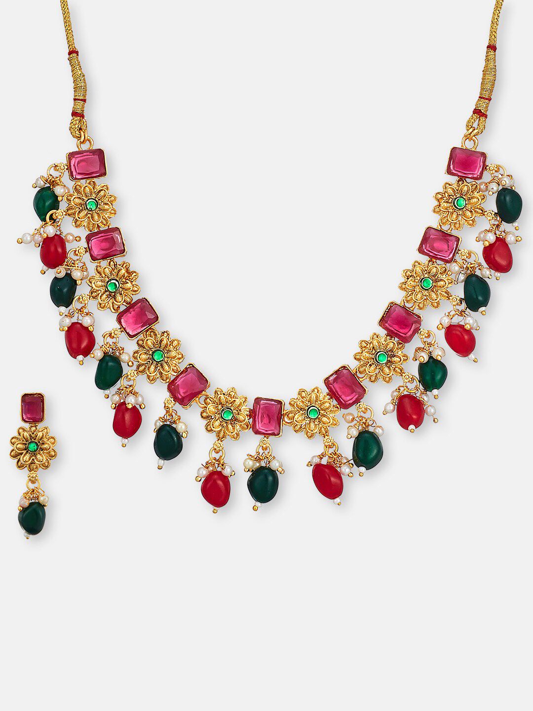 ATIBELLE Gold-Plated Stone Studded Jewellery Set