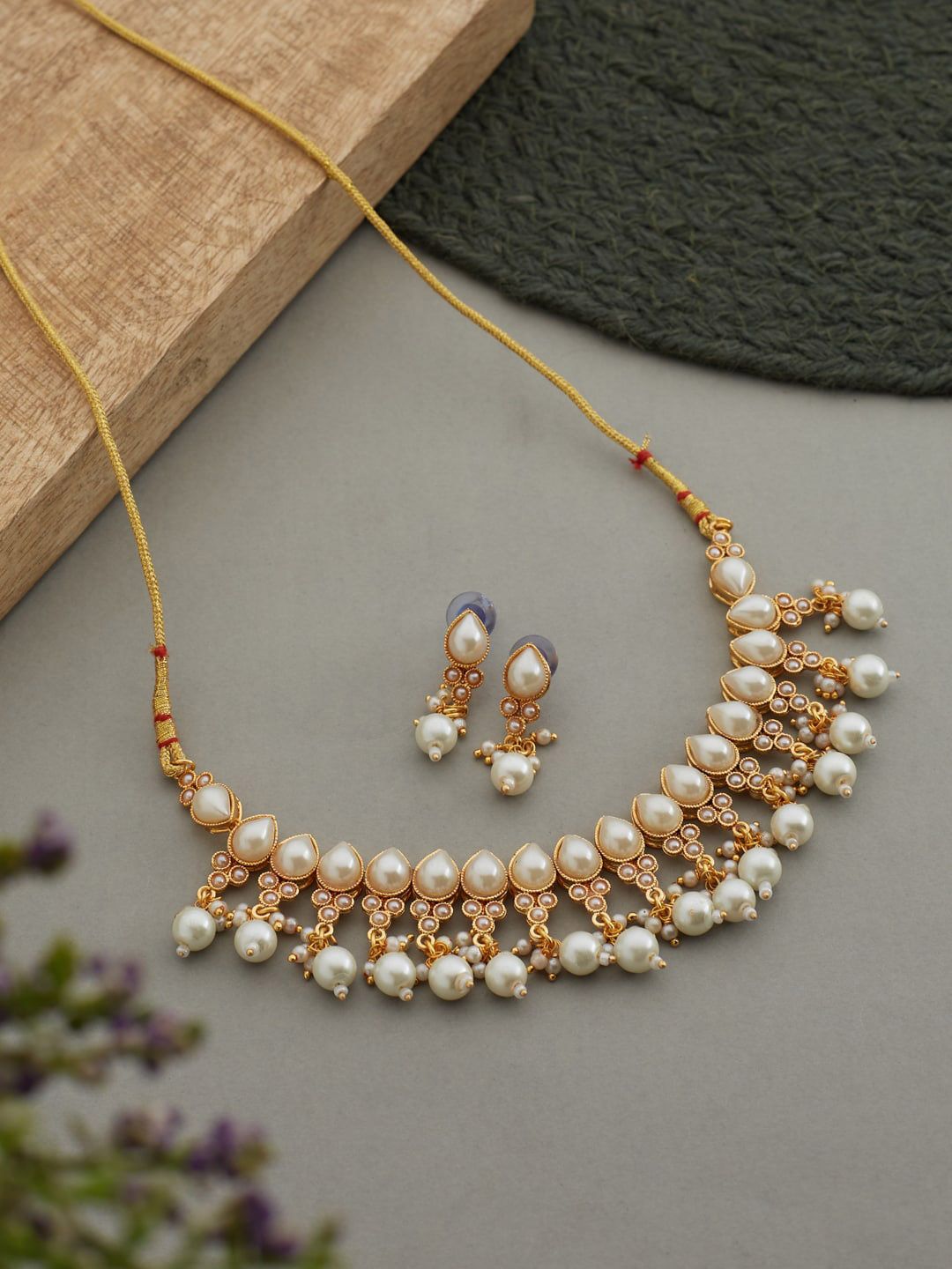 ATIBELLE Gold-Plated Pearl Beaded Jewellery Set