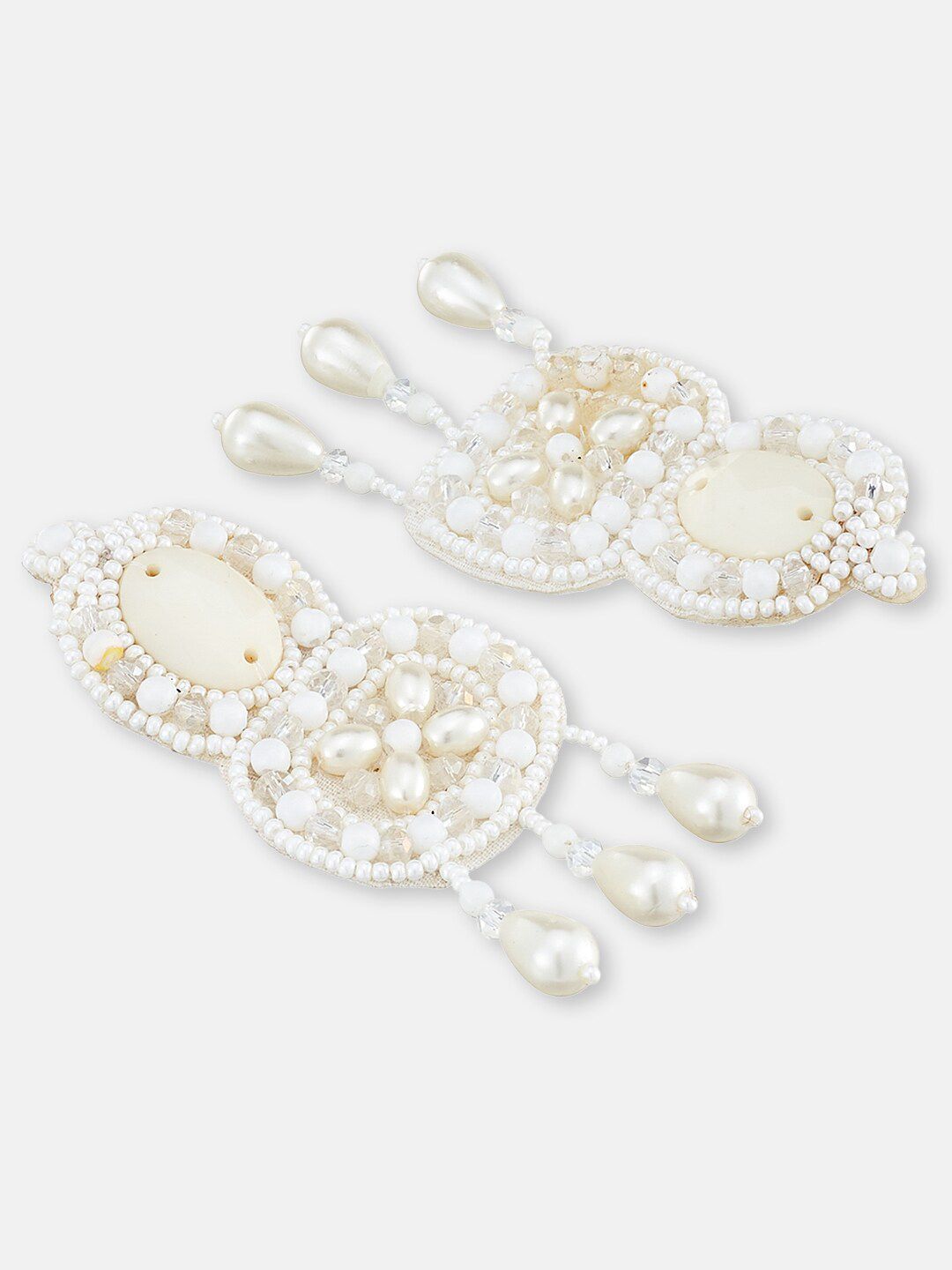 ATIBELLE Silver-Plated & Pearl Beaded Fabric Jewellery Set