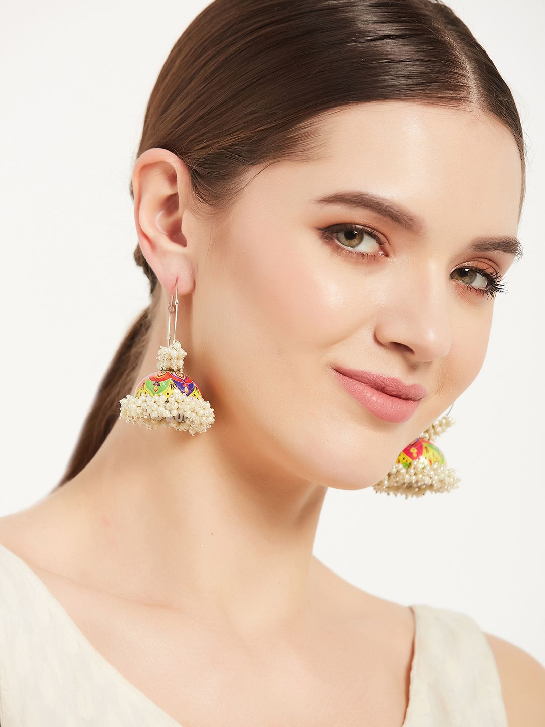 ATIBELLE Circular Gold-Plated Jhumkas Earrings