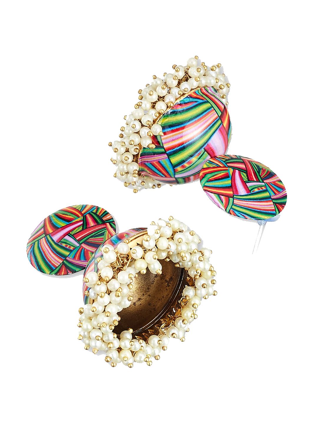 ATIBELLE Circular Gold-Plated Jhumkas Earrings