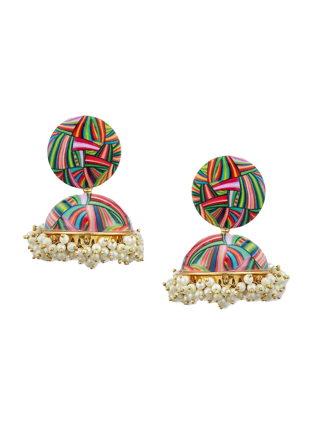 ATIBELLE Circular Gold-Plated Jhumkas Earrings
