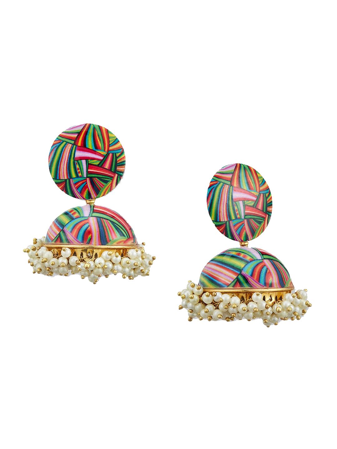 ATIBELLE Circular Gold-Plated Jhumkas Earrings