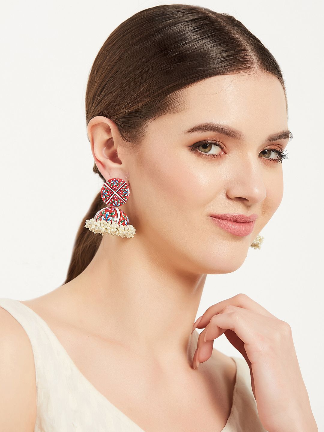 ATIBELLE Circular Gold-Plated Jhumkas Earrings