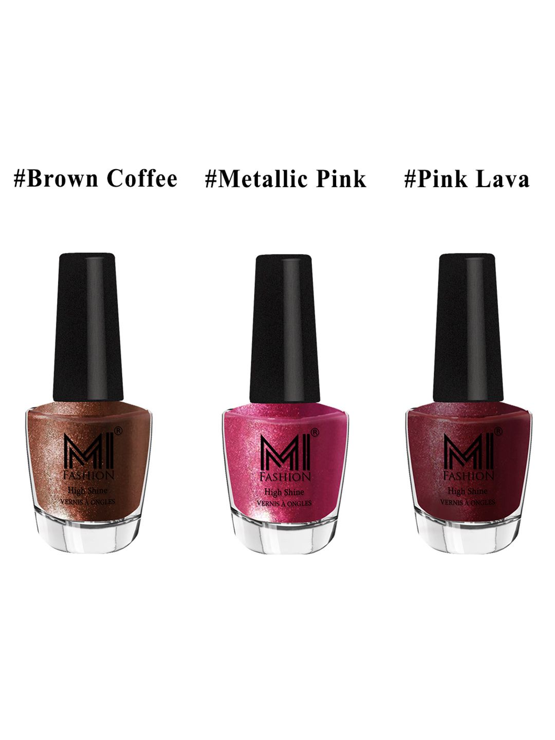 MI FASHION Set of 3 High Shine Long-Lasting Nail Lacquer12 ml Each - Brown Coffee 05 - Metallic Red Gold 06 - Shimmer Coffee 09-picture-33