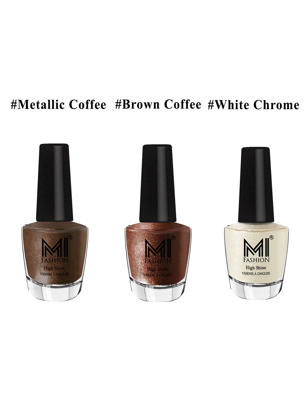 MI FASHION Set of 3 High Shine Long-Lasting Nail Lacquer 12 ml Each -Metallic Coffee 04 - Brown Coffee 05 - Pearly White Chrome 58-picture-15