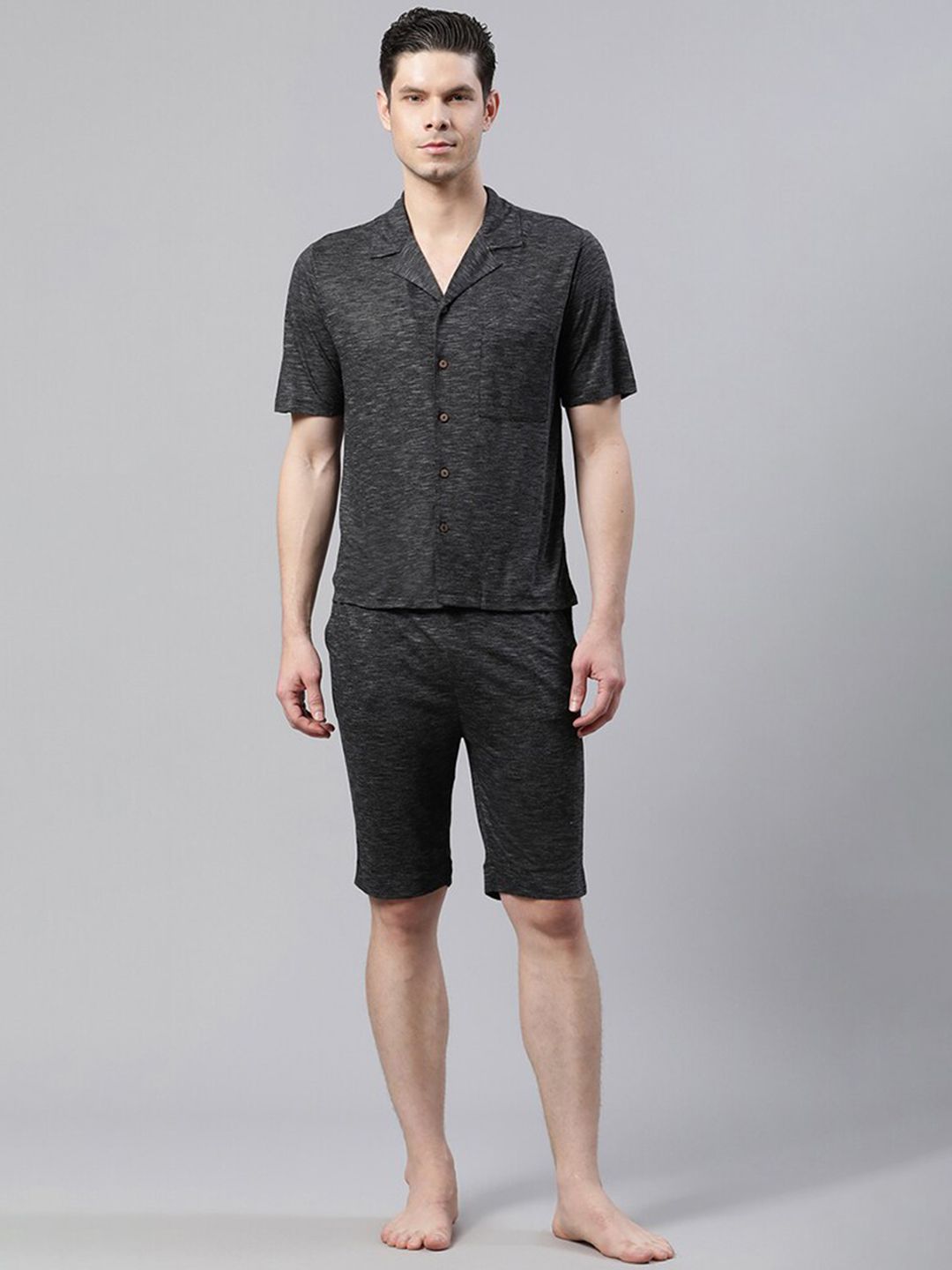 HOUSE OF S Men Lapel Collar Night Suit-picture-30