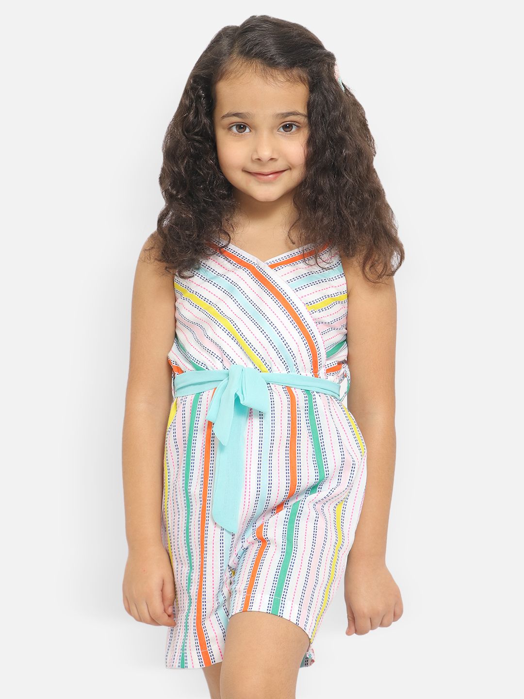 Nauti Nati Girls Shoulder Strapped Striped Cotton Jumpsuit-image-48