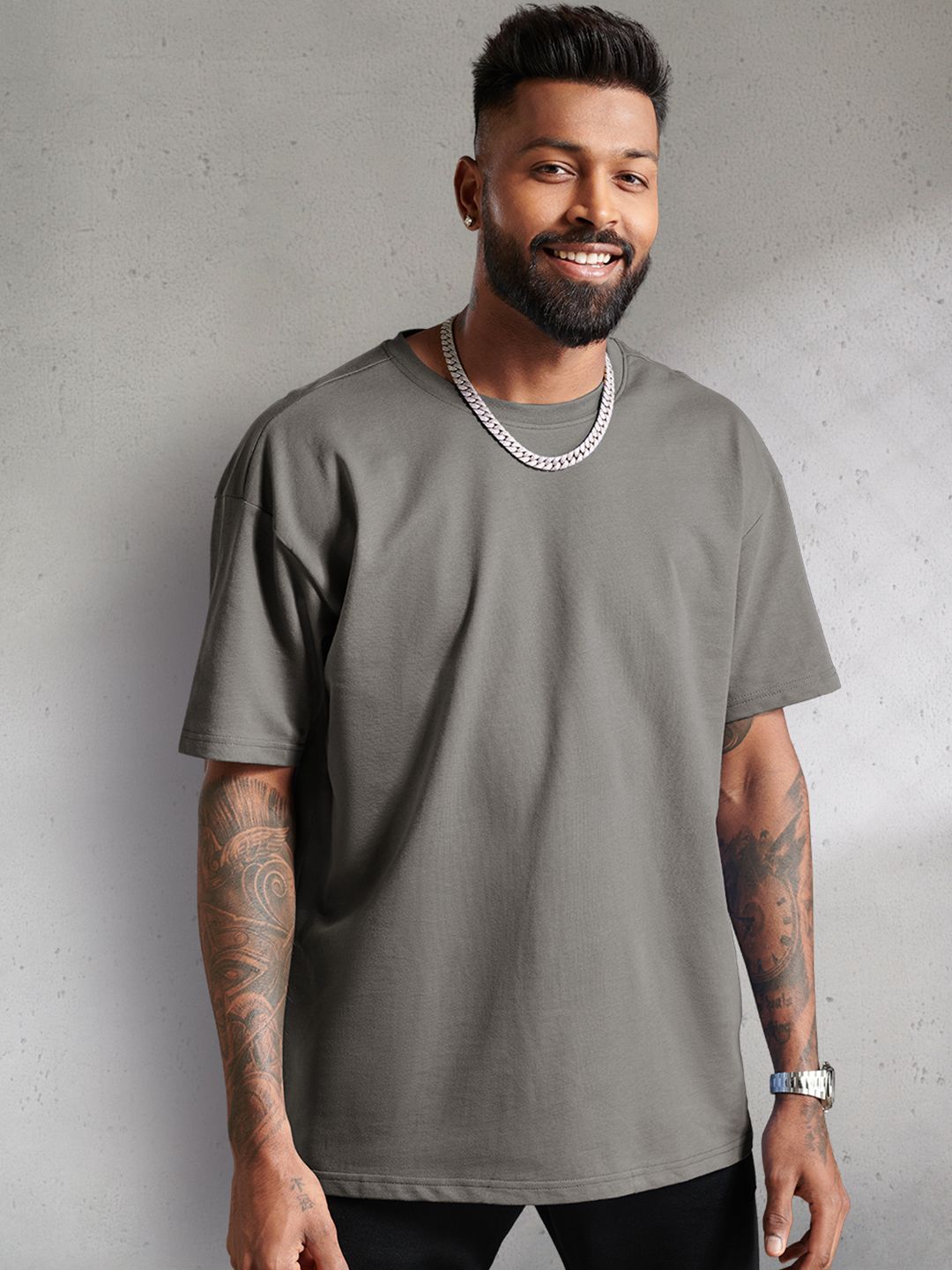 TEXTURED LAYER T-SHIRT / SMOKE GREY