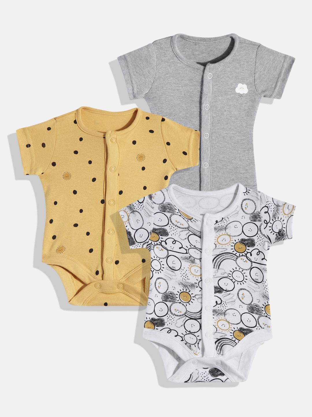 mothercare Infants Pack of 3 Pure Cotton Bodysuits-picture-21