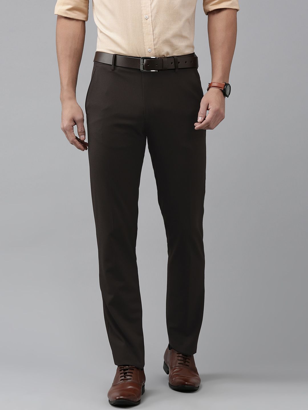 Van Heusen Men Checked Slim Fit Trousers-picture-26