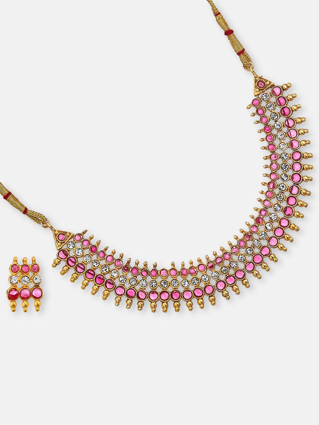 ATIBELLE Gold-Pleated Stone Studded Jewellery Set