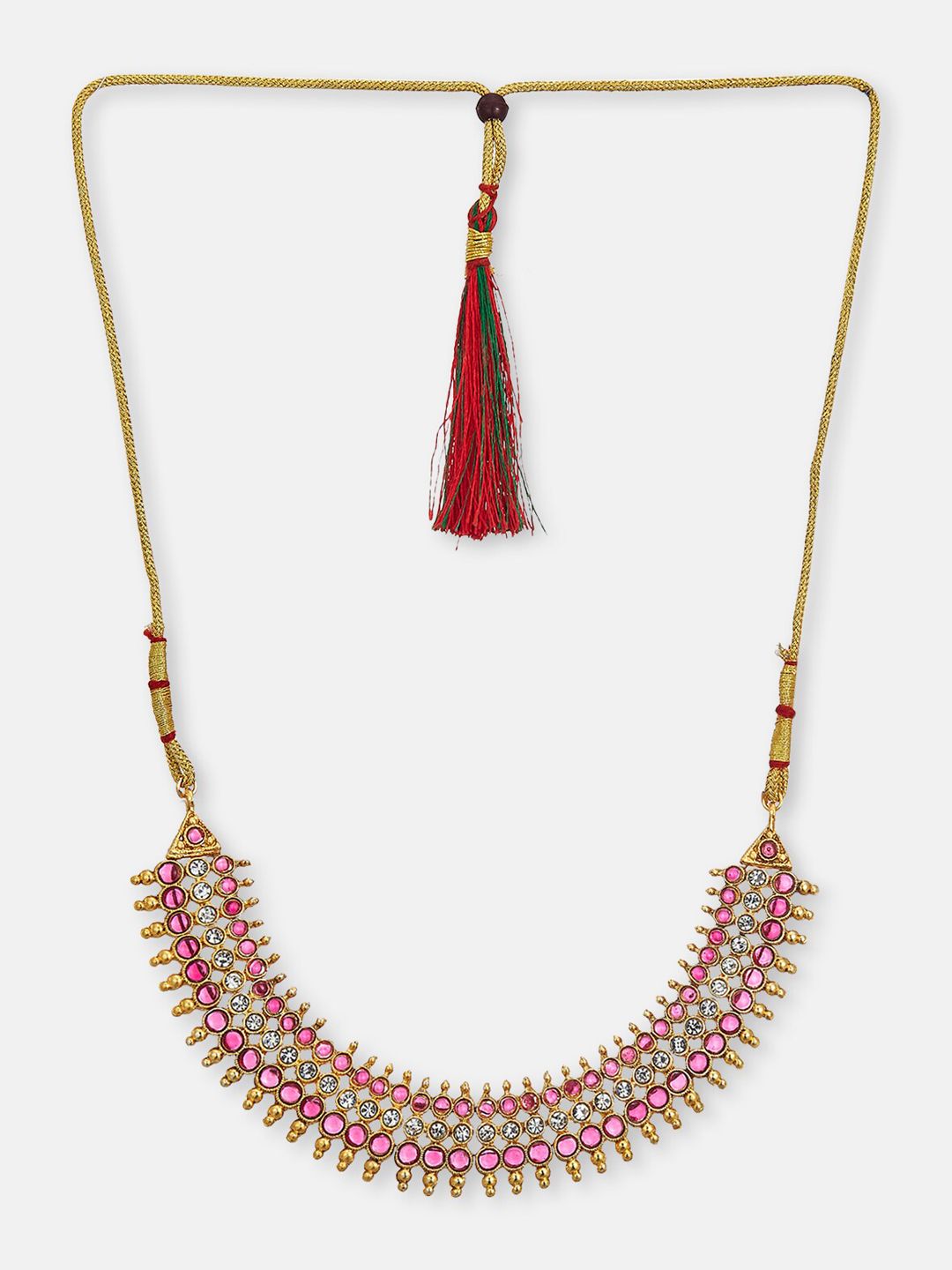 ATIBELLE Gold-Pleated Stone Studded Jewellery Set