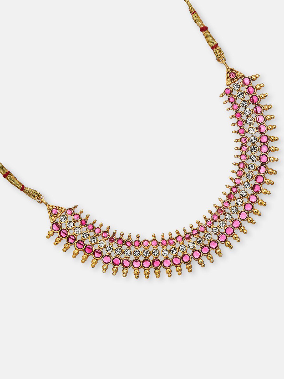 ATIBELLE Gold-Pleated Stone Studded Jewellery Set