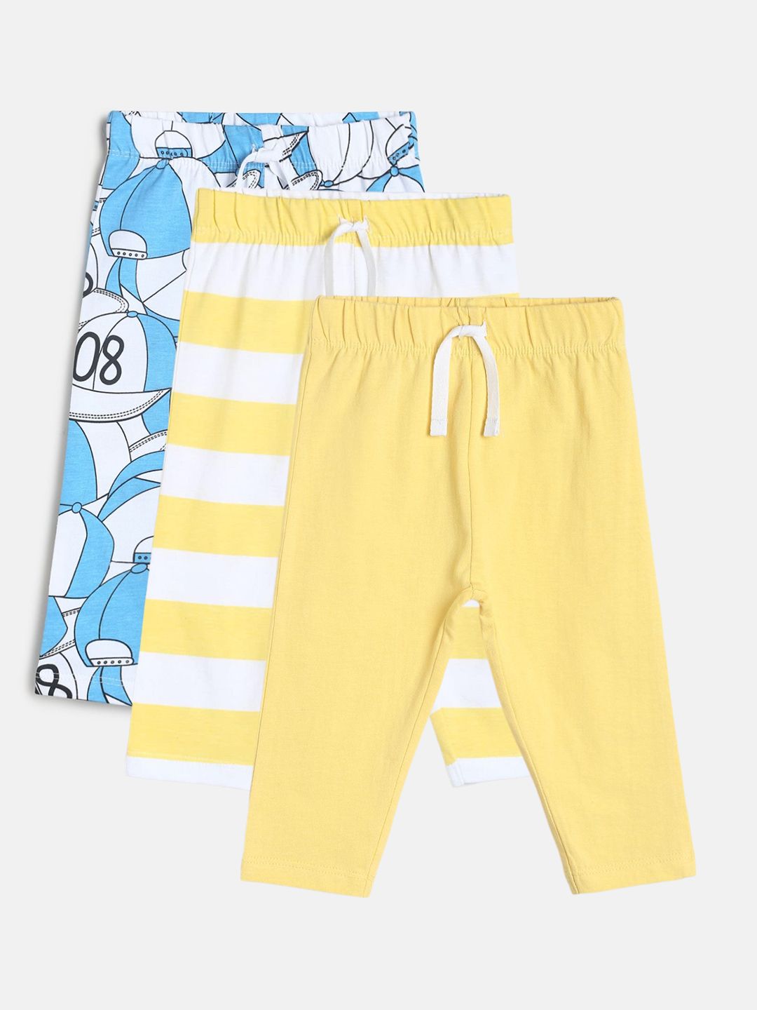 MINI KLUB Infants Boys Pack Of 3 Printed Cotton Joggers-picture-47