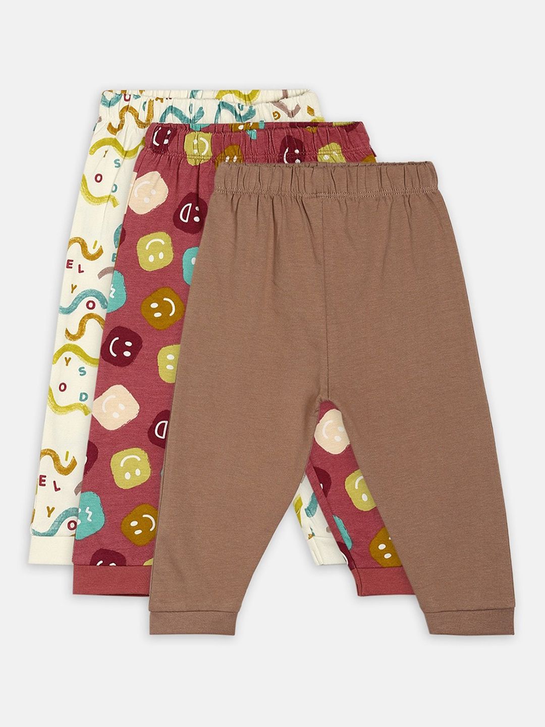 MINI KLUB Boys Pack Of 3 Mid-Rise Easy Wash Pure Cotton Lounge Pant Joggers-picture-54