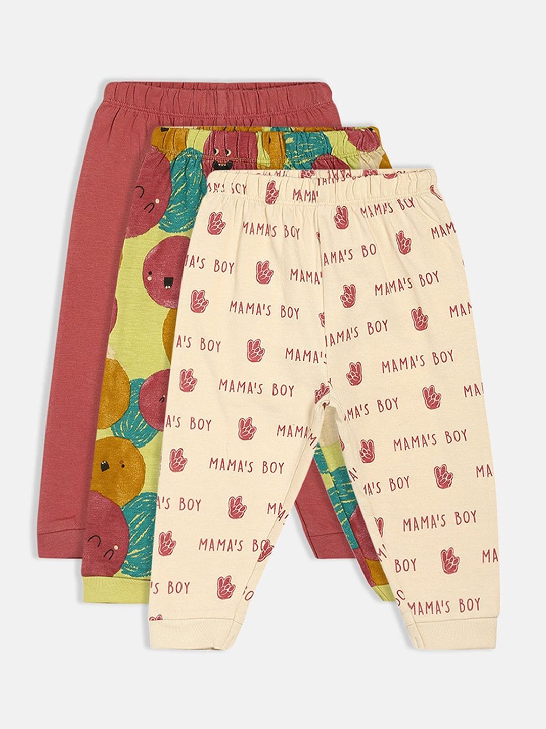 MINI KLUB Boys Pack Of 3 Printed Cotton Easy Wash Joggers-picture-46