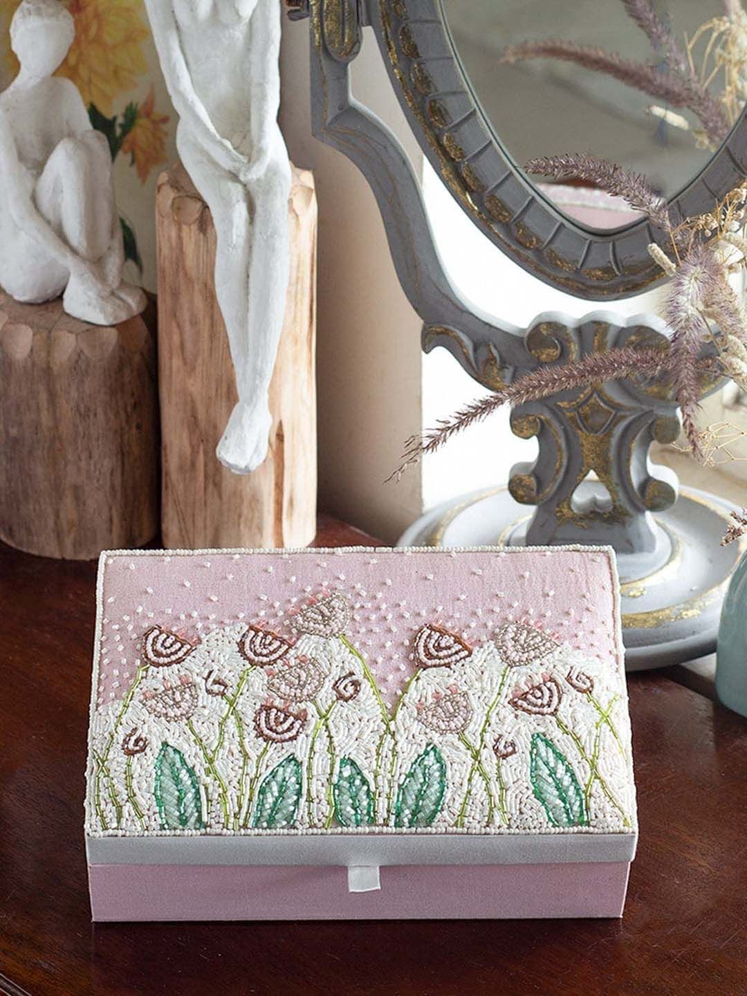 The Wishing Chair Wildflowers Pink & White Beaded Jewelry Box-image-9