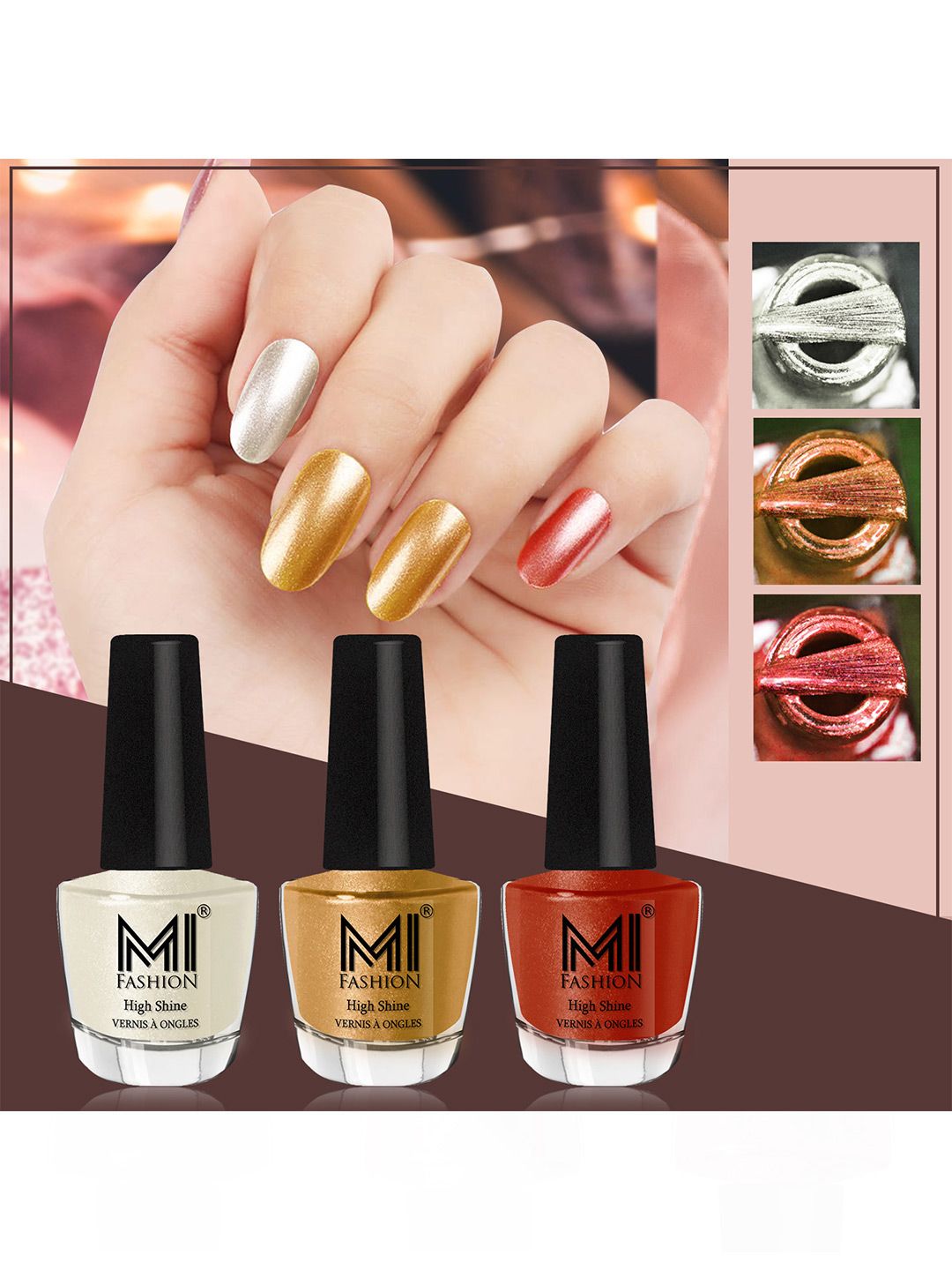 MI FASHION Set of 3 Vernis A Ongles High Shine Long Lasting Shimmer Nail Paint - 12ml each-picture-21