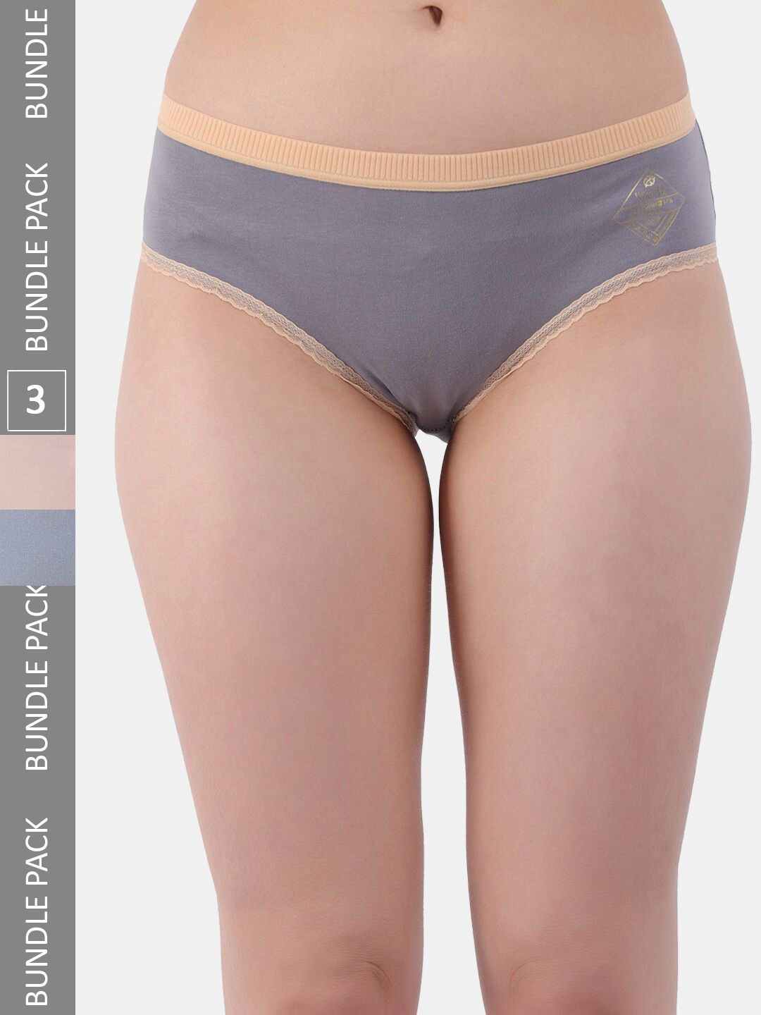 Amour Secret Women Pack Of 3 Self Design Anti Bacterial Hipster Briefs-picture-37
