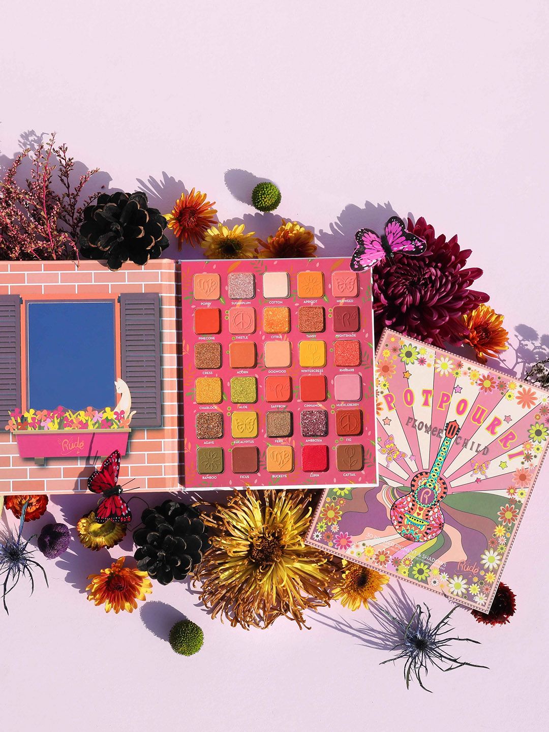 Rude Cosmetics Flower Child 30 Pressed Pigment & Shadows Palette 6 g - Potpourri-picture-22