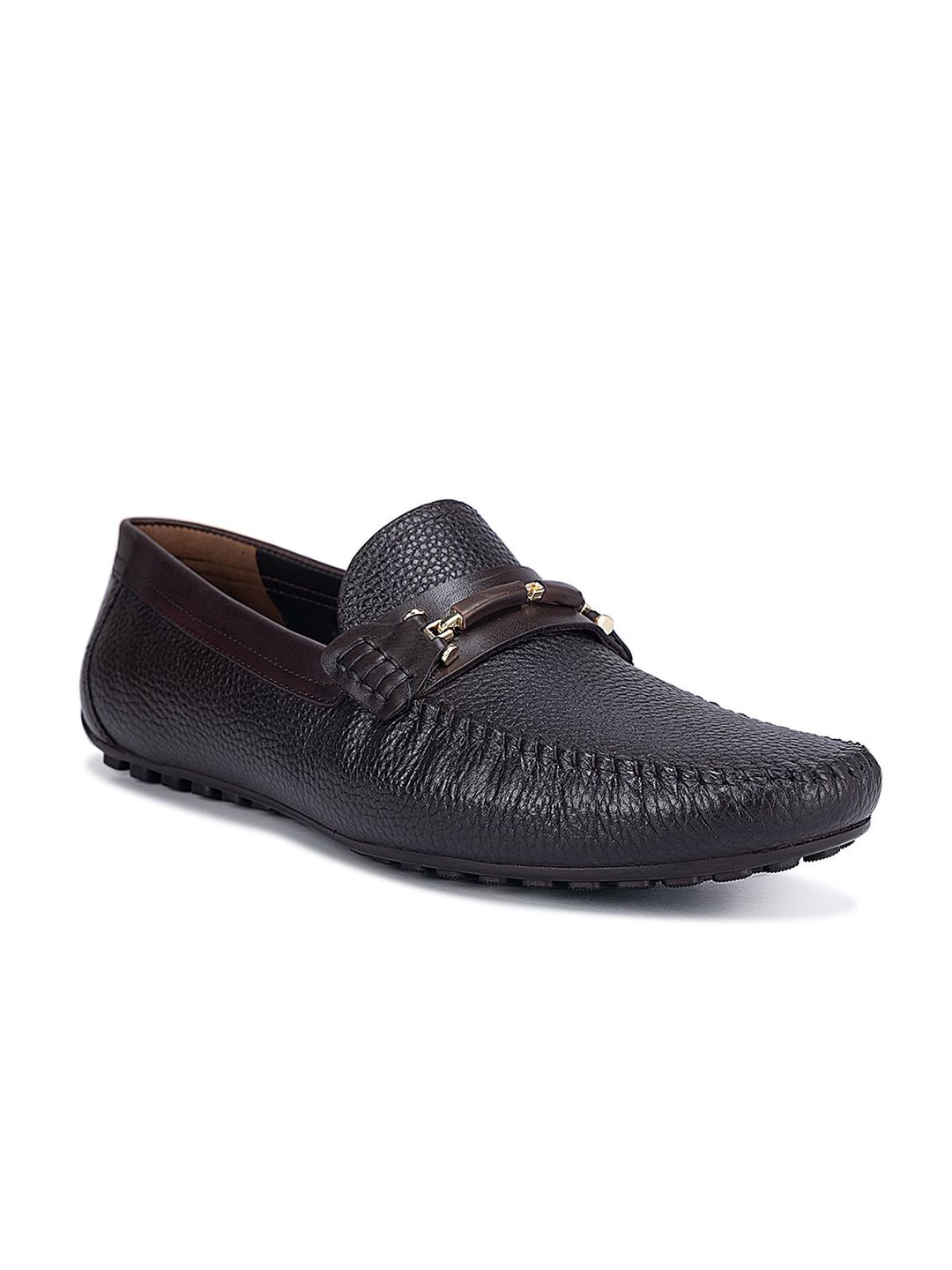 ROSSO BRUNELLO Men Textured Perforations Formal Loafers-image-23