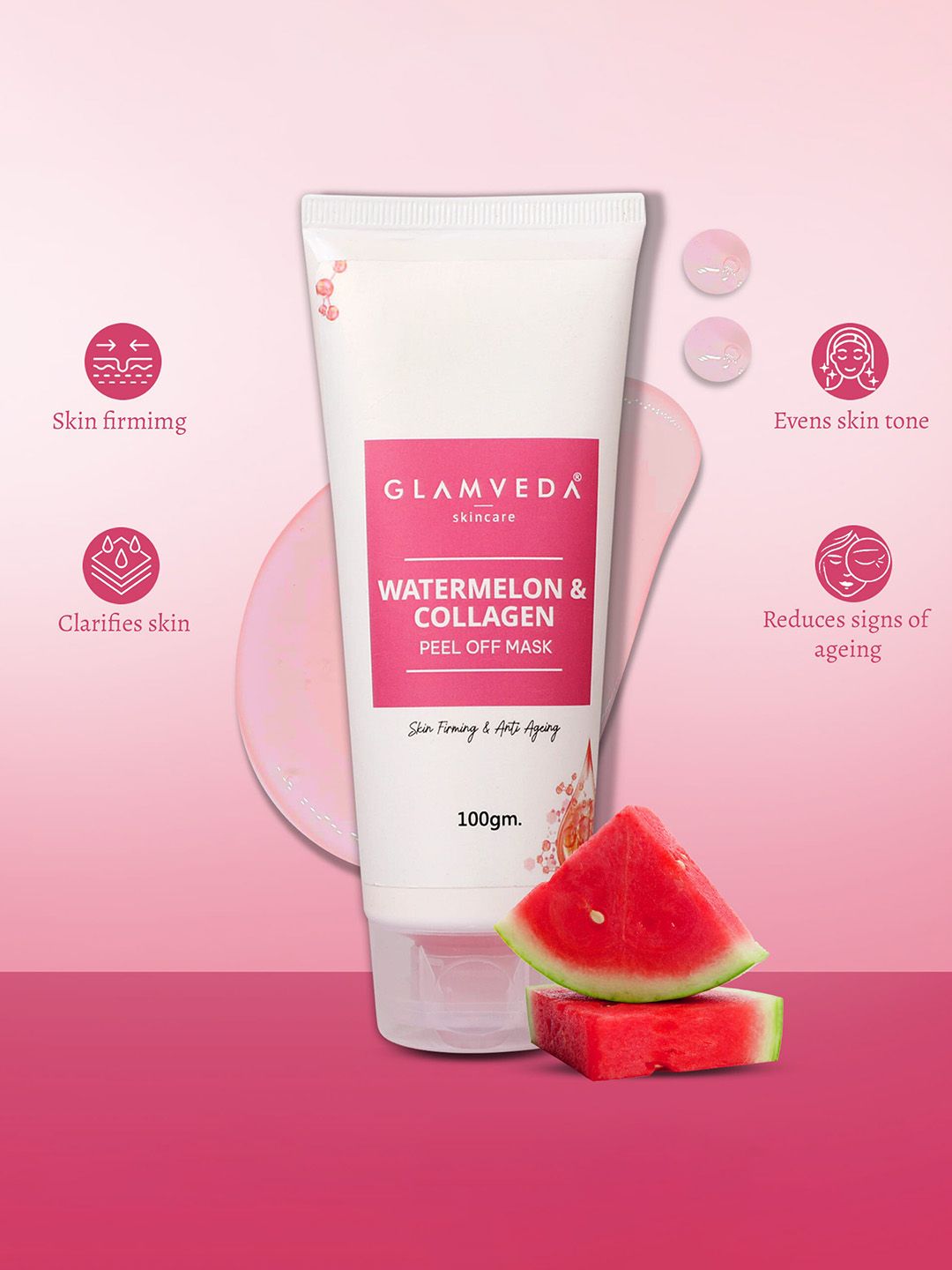 GLAMVEDA Watermelon & Collagen Peel Firming & Anti Aging Peel Off Mask - 100g-image-16