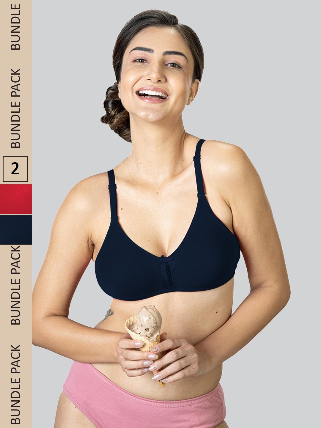 LYRA Pack Of 2 Cotton Rich Mesh Ladder Wire Free Moulded and Seamless Bra