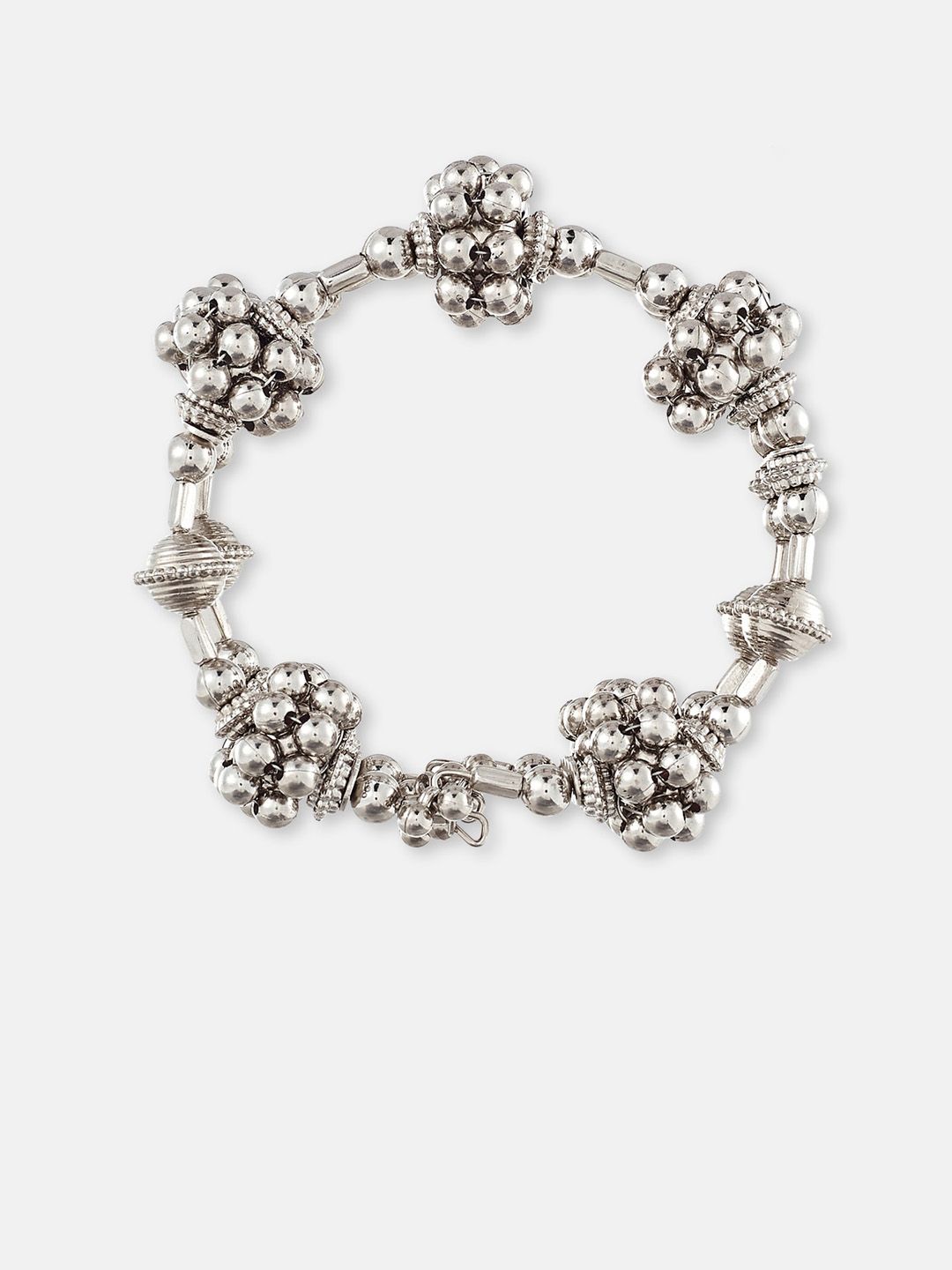 ATIBELLE Set Of 2 Silver-Plated Ghunghroo Oxidised Bangles