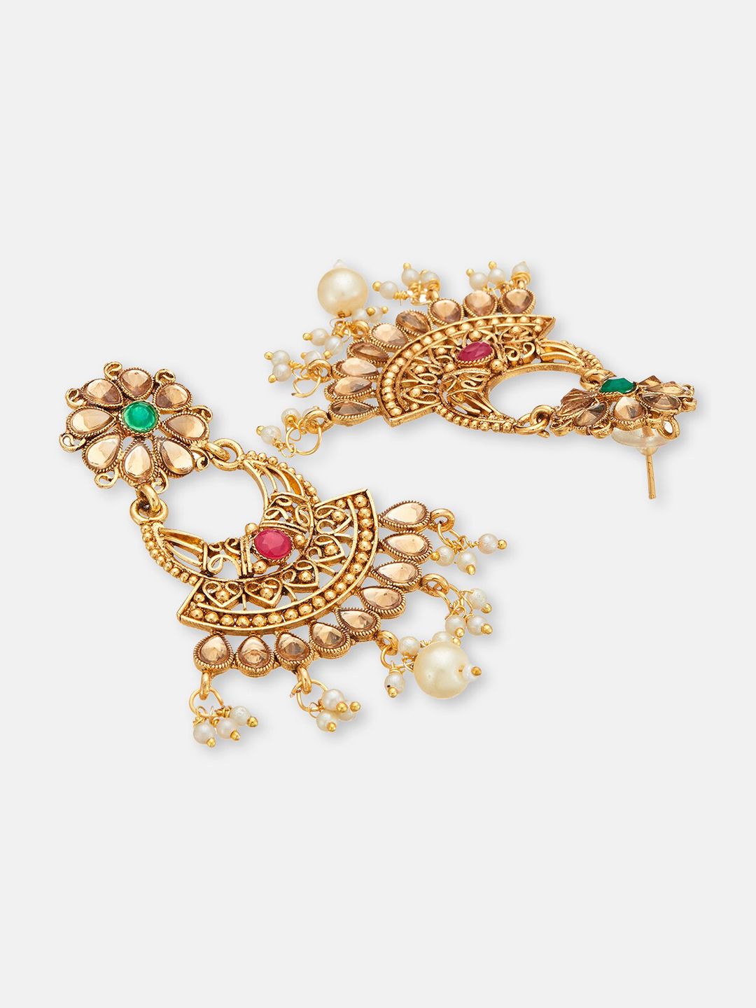ATIBELLE Copper- Plated Maang Tikka And Earring Jewellery Set
