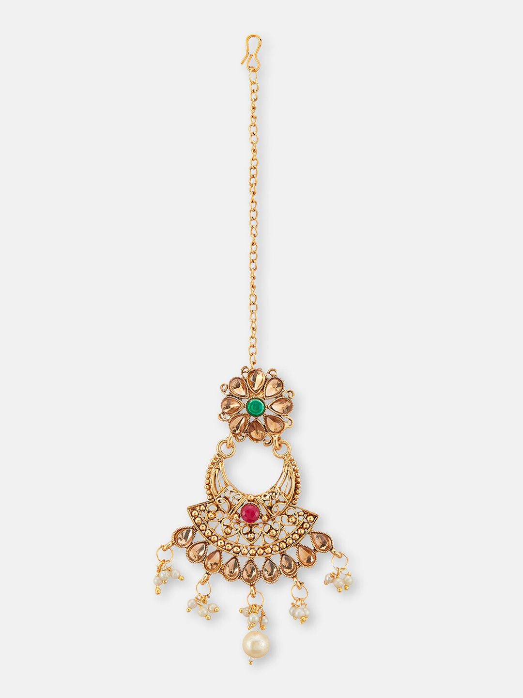 ATIBELLE Copper- Plated Maang Tikka And Earring Jewellery Set