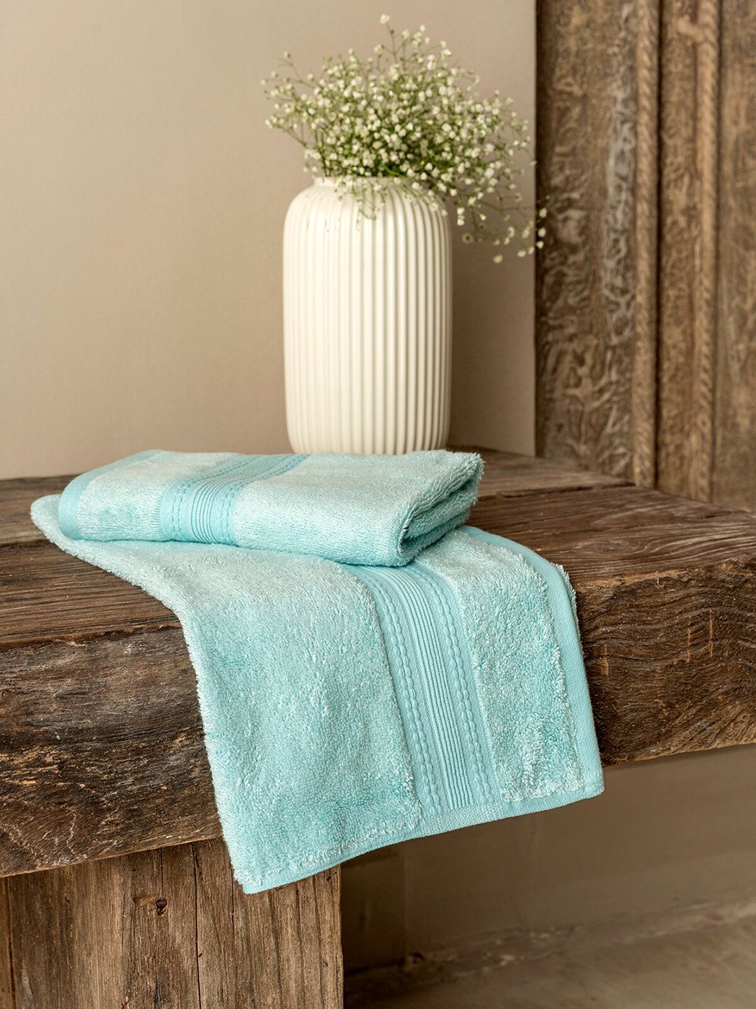 DDecor Live Beautiful Aqua Blue 650 GSM Hand Towel-picture-23