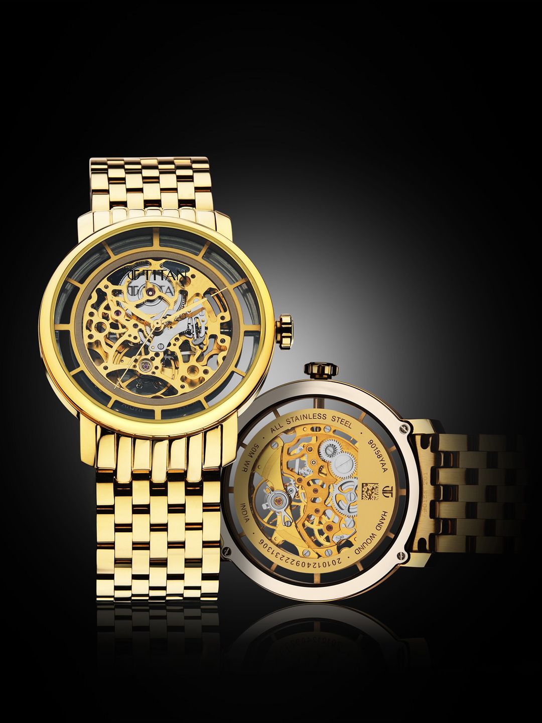 Titan Men Skeleton Dial & Stainless Steel Bracelet Style Straps Analogue Watch 90158YM01-picture-29