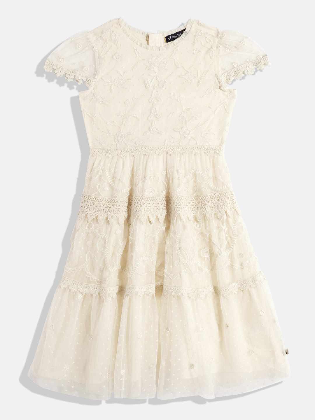 Allen Solly Junior Embroidered Lace Fit & Flare Dress-picture-23