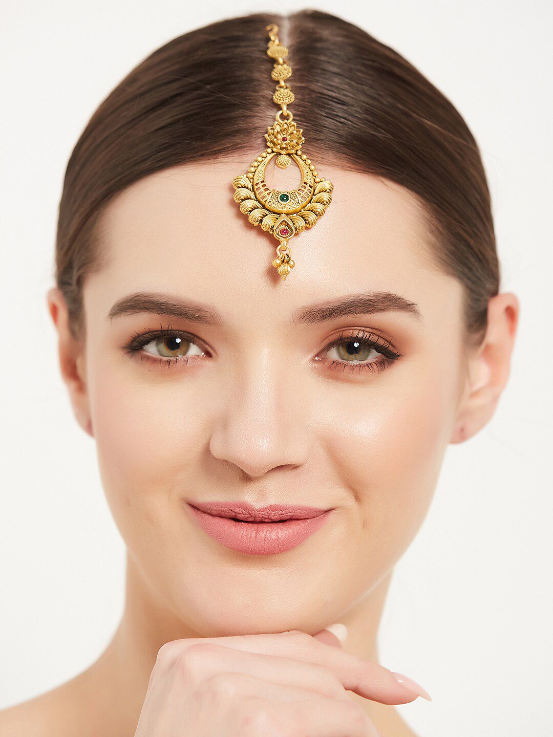 ATIBELLE Gold-Plated Stone-Studded Mangtikka