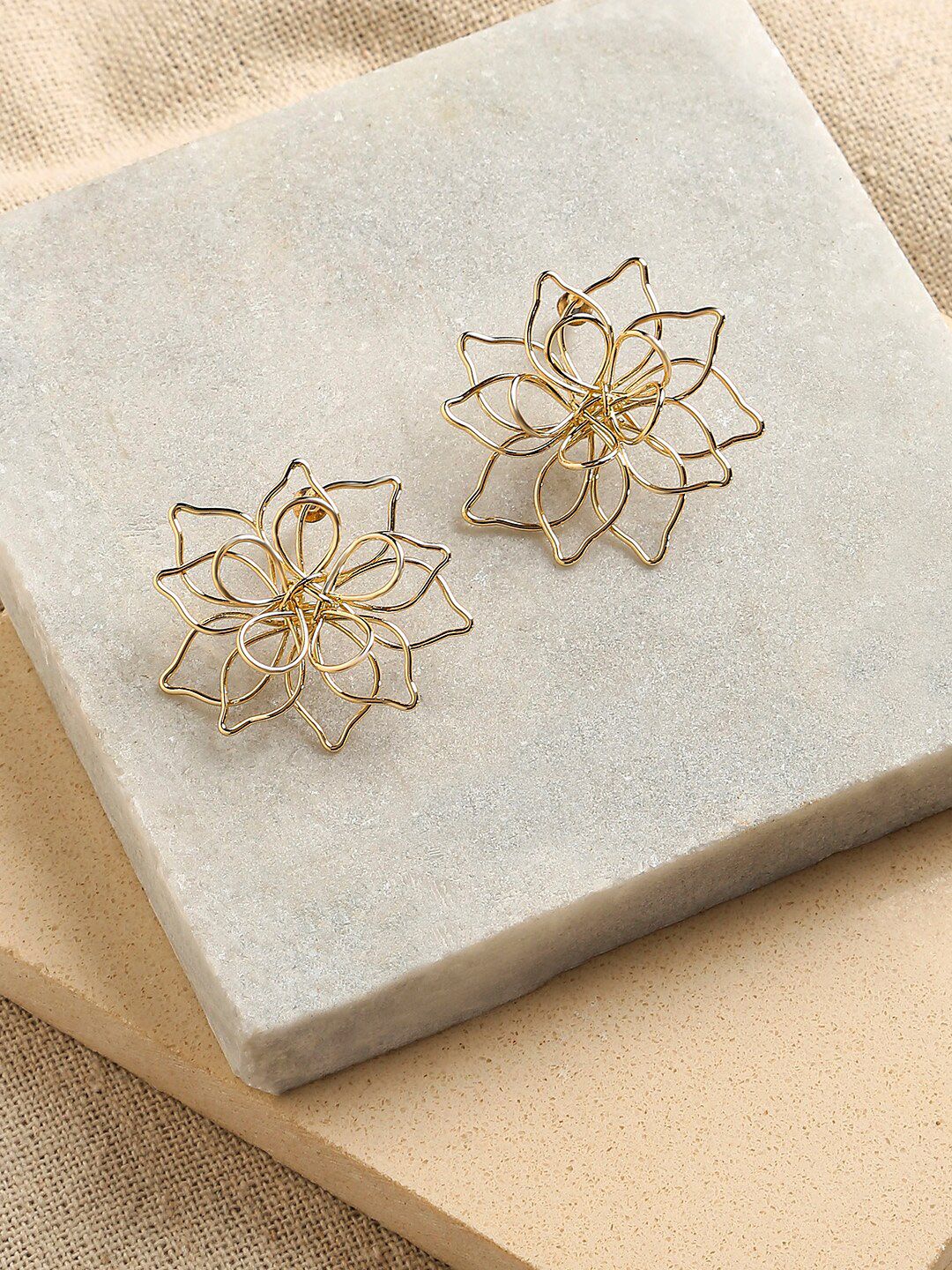 ToniQ Gold-Plated Floral Studs Earrings-picture-36