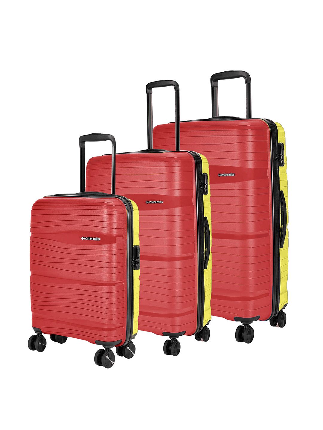 Nasher Miles Set Of 3 Textured Hard-Sided Trolley Suitcases-picture-28