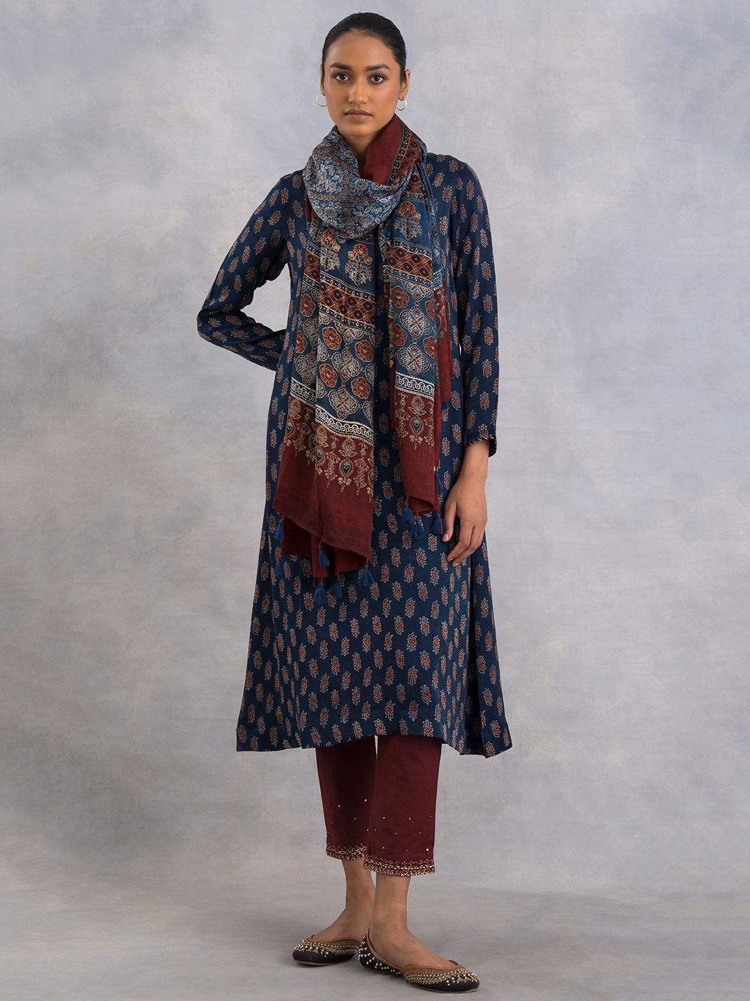W The Folksong Collection - Printed Viscose Rayon Dupatta-picture-25