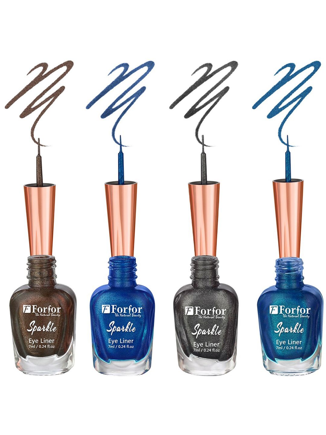 FORFOR Set of 4 Sparkle Water-Proof Liquid Glitter Eyeliners 7ml Each - Shades 07+08+02+06-picture-46