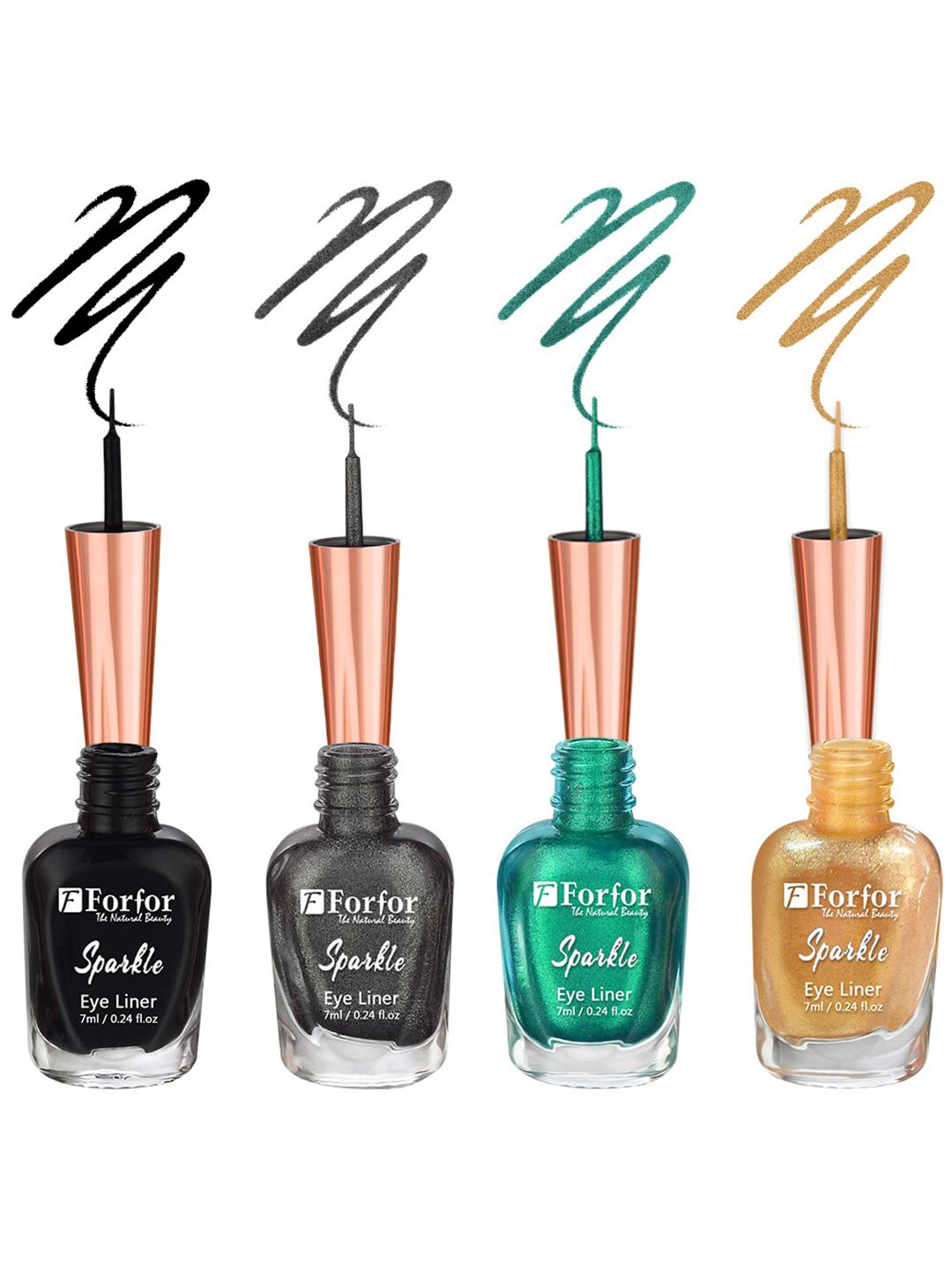 FORFOR Set of 4 Sparkle Water-Proof Sensational Liquid Glitter Eyeliners - 7 ml each-picture-30