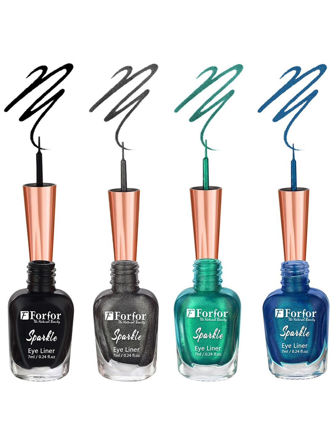 FORFOR Set of 4 Sparkle Water-Proof Liquid Glitter Eyeliners 7ml Each - Shades 01+02+03+08-picture-13