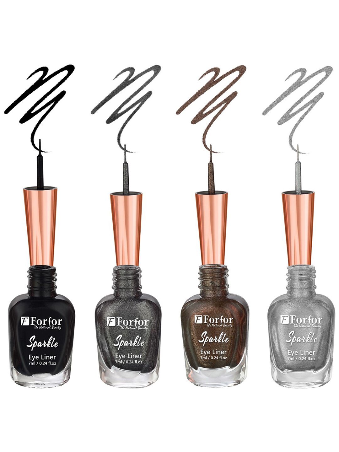 FORFOR Sparkle Set Of 4 Glitter Liquid Eyeliners - Black01, Grey02, Silver05, Brown06-picture-42