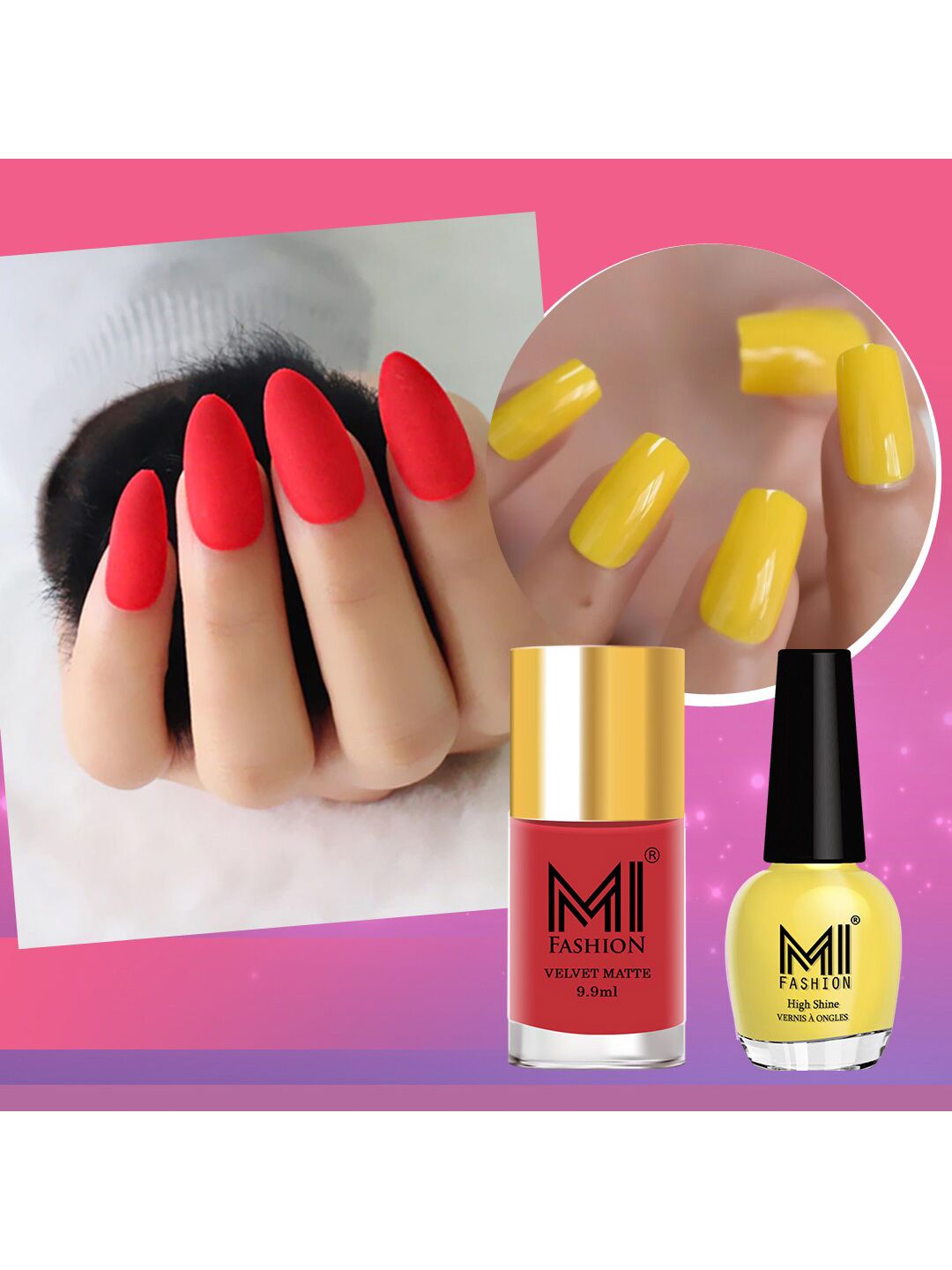 MI FASHION Set of Vernis A Ongles High Shine 15 ml & Velvet Matte Nail Polish 9.9 ml-picture-39