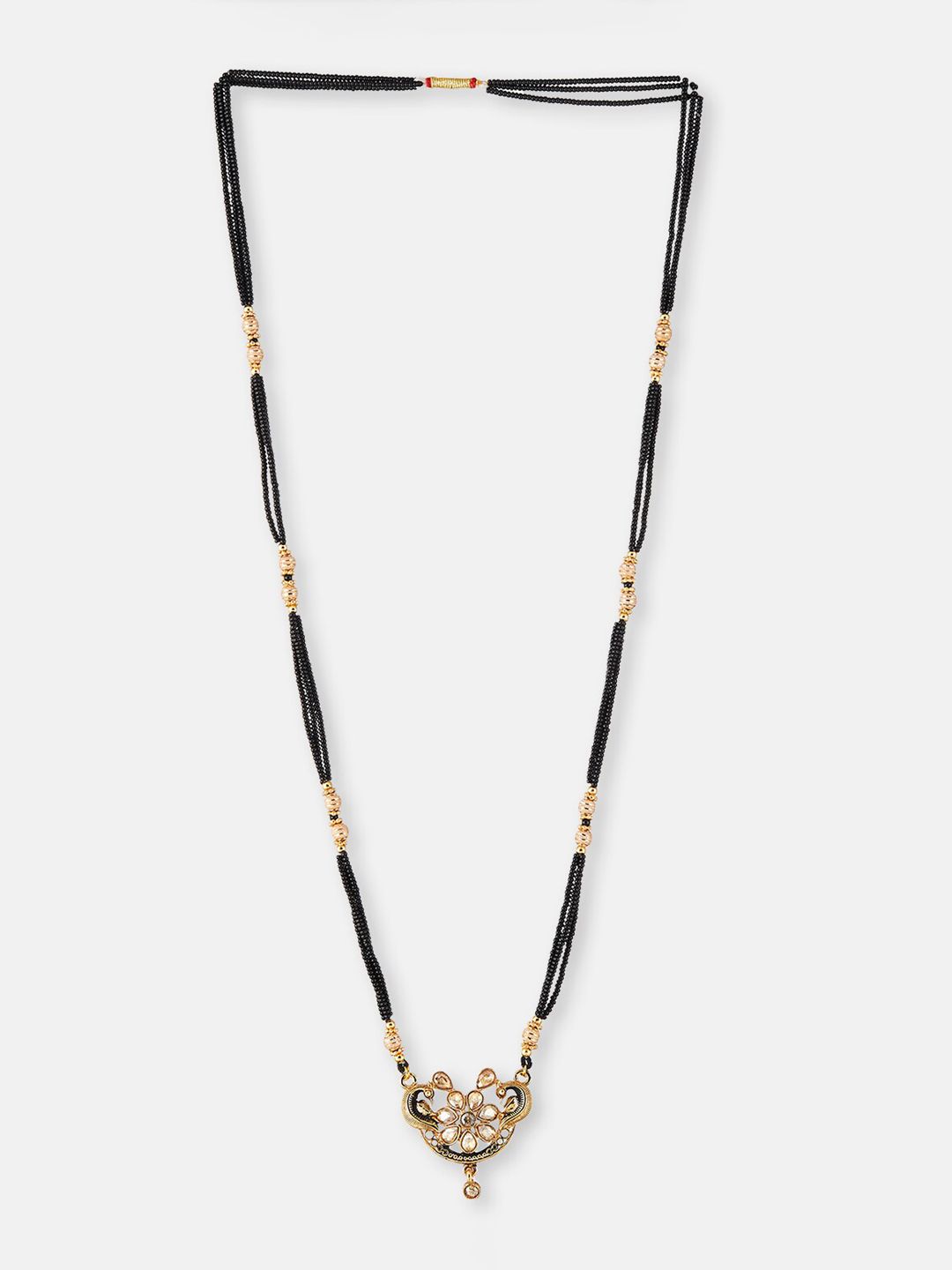 ATIBELLE Gold-Plated Stone-Studded & Beaded Mangalsutra