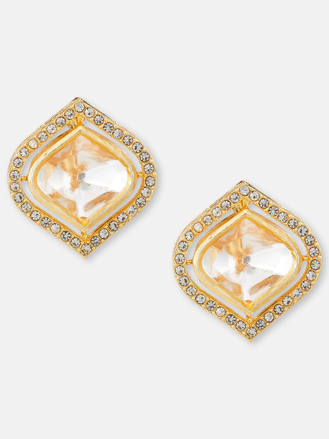 ATIBELLE Gold-Plated Teardrop Shaped Studs Earrings