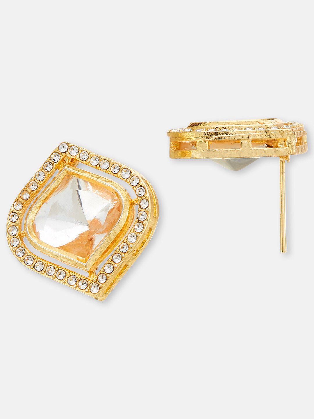 ATIBELLE Gold-Plated Teardrop Shaped Studs Earrings