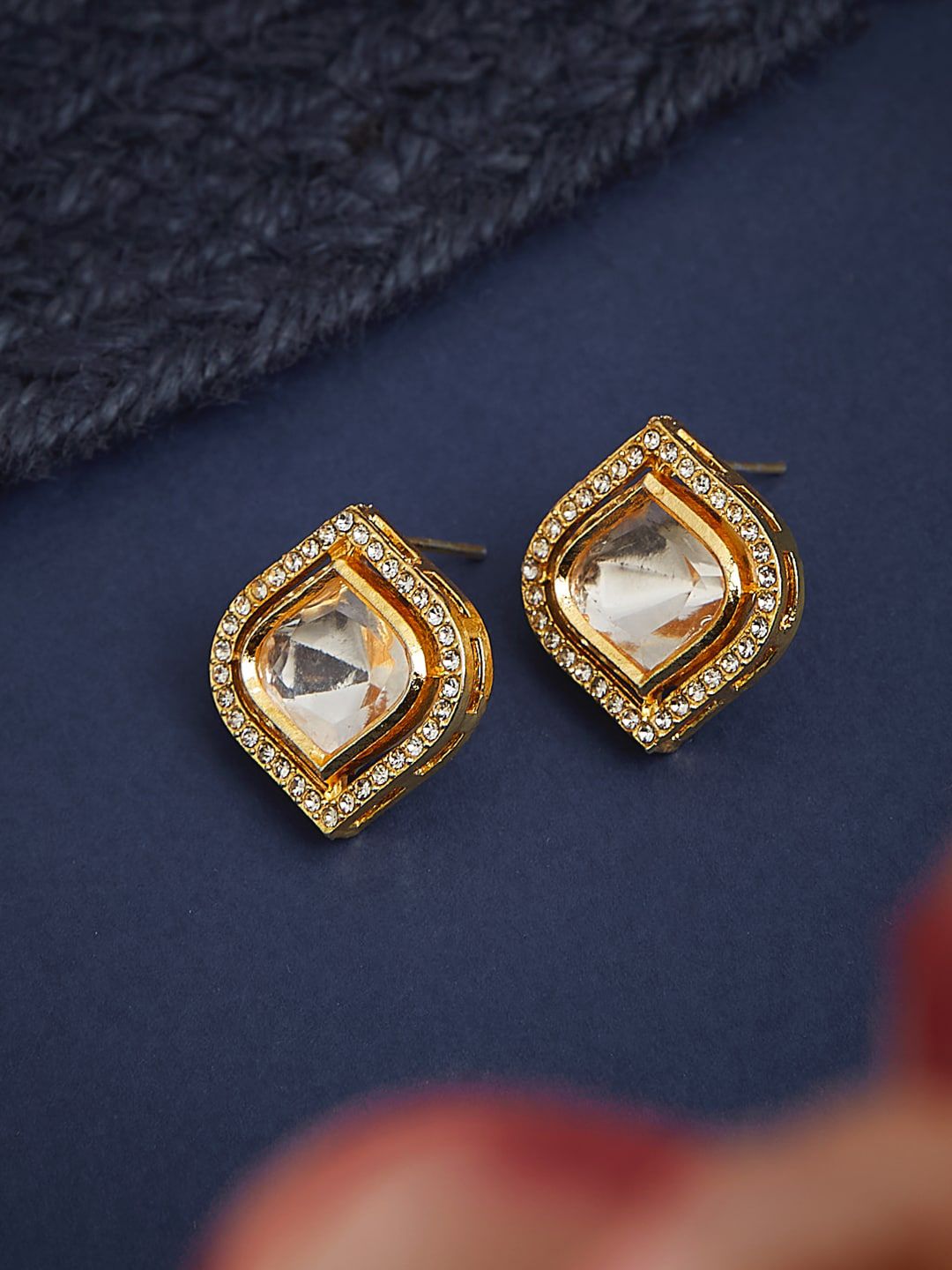 ATIBELLE Gold-Plated Teardrop Shaped Studs Earrings