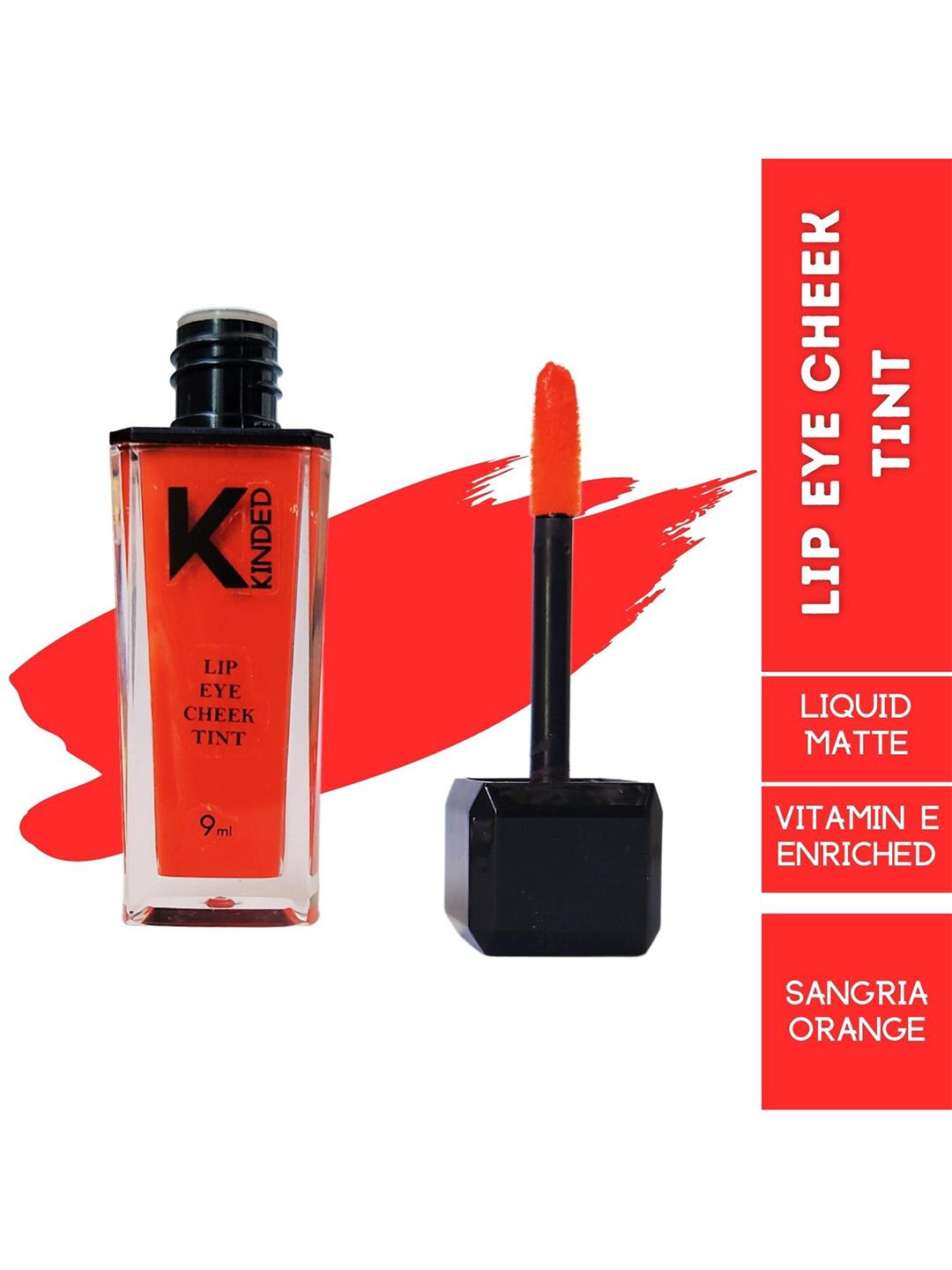 KINDED Liquid Matte 3-in-1 Lip Eye Cheek Tint with Vitamin E 9 ml - Sangria Orange 08-picture-19